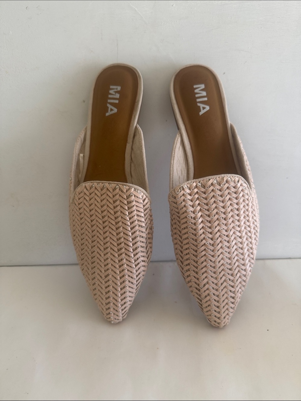 MIA Johana woven beige pointed toe slip on mules coastal womens shoes - Picture 14 of 14